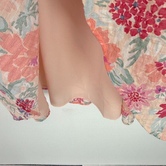 LOFT Floral Flutter Flounce Dress in Pink Champagne Size Small S EUC - Picture 5 of 11